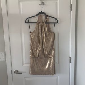 Gold sequin cocktail dress
